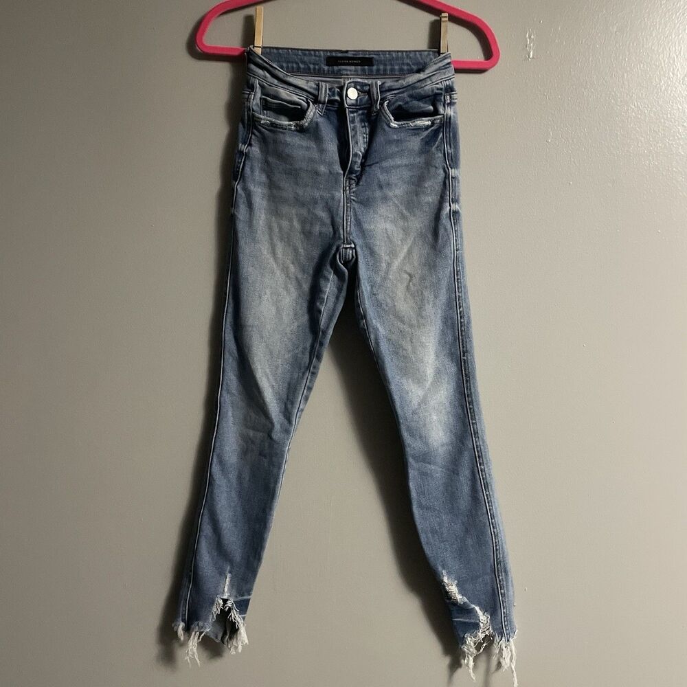 Flying Monkey Women's High Rise Ankle Skinny Distressed Stretch Jeans 26x24